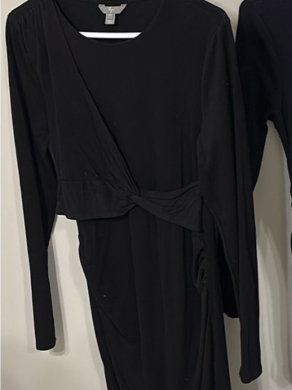 Black Long Sleeve Twist Front Women's Maternity Dress